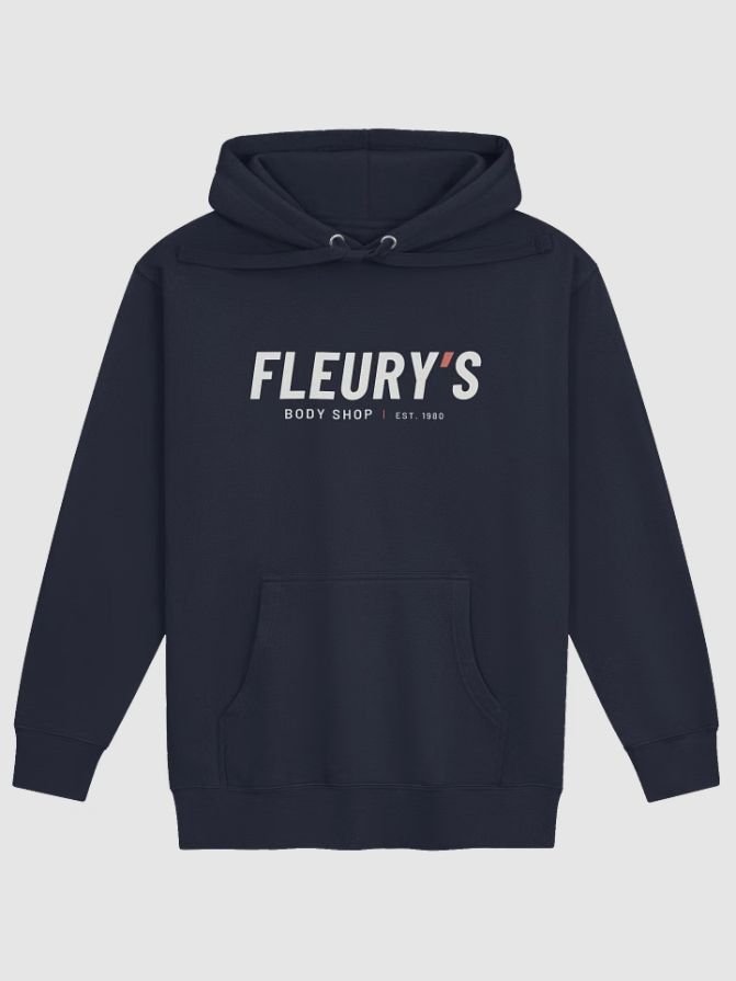 Fleury’s Body Shop navy hoodie